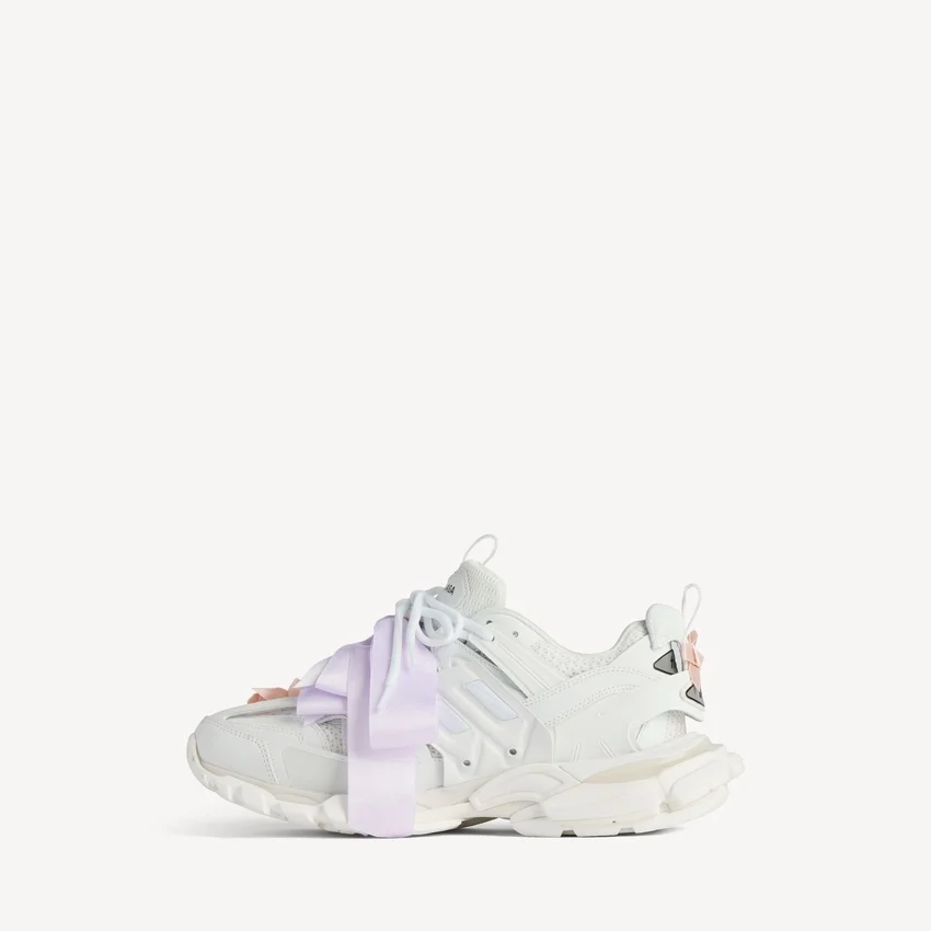 Damen-Track-Sneaker mit Schleifen in Weiß/Rosa Damen-Track-Sneaker mit Schleifen in Weiß/Rosa