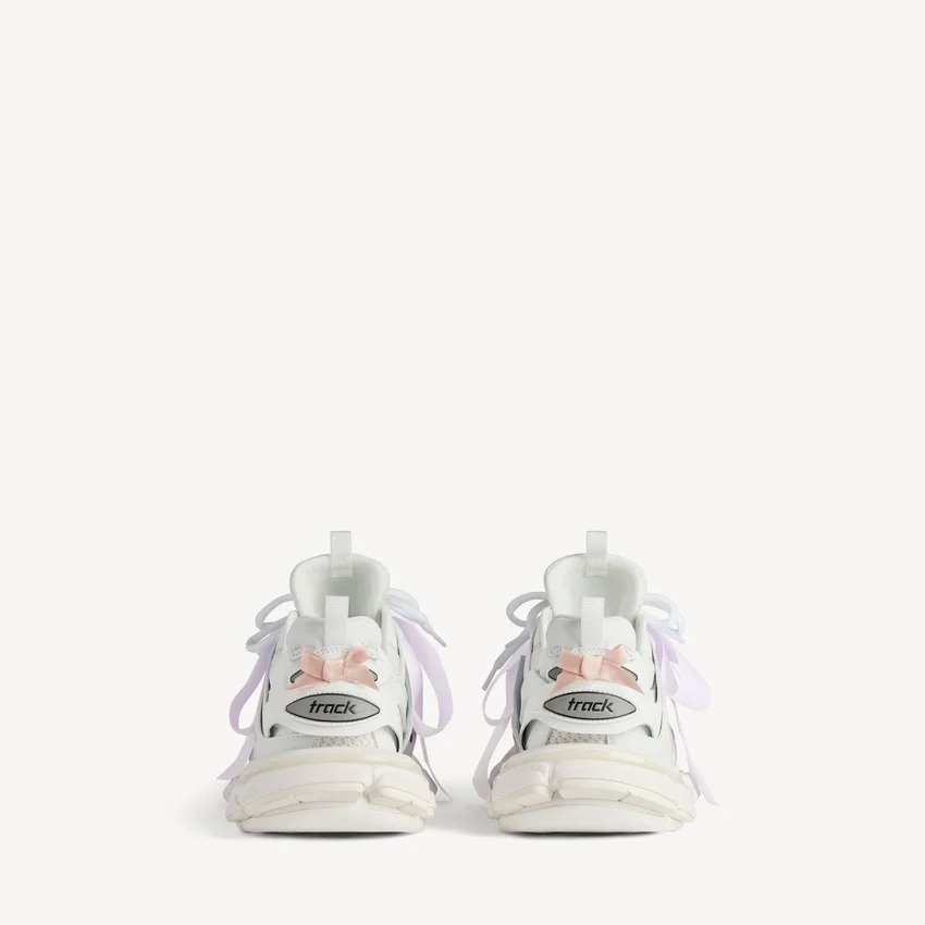 Damen-Track-Sneaker mit Schleifen in Weiß/Rosa Damen-Track-Sneaker mit Schleifen in Weiß/Rosa