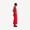 Damenkleid mit Drapierung in Sonnenuntergangsrot Damenkleid mit Drapierung in Sonnenuntergangsrot