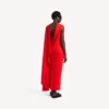 Damenkleid mit Drapierung in Sonnenuntergangsrot Damenkleid mit Drapierung in Sonnenuntergangsrot