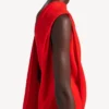 Damenkleid mit Drapierung in Sonnenuntergangsrot Damenkleid mit Drapierung in Sonnenuntergangsrot