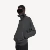 Damenpullover mit hohem Kragen zum Umdrehen in Dunkelgrau meliert Damenpullover mit hohem Kragen zum Umdrehen in Dunkelgrau meliert