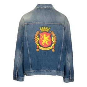 Denim-Jacke mit Emblem-Aufnäher auf der Rückseite „Blue“ 697781TBP484455