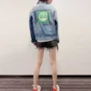 Denim-Jacke mit Logo auf der Rückseite „Blue Green“ 606170TDW144065
