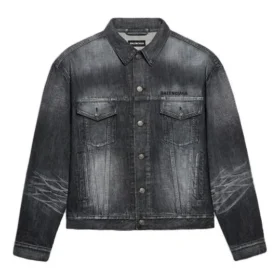 Denim-Jacke mit Logo auf der Rückseite, weite Passform, „Fake Wash Black“ 620728TIW435720
