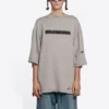 Einfarbig mit Alphabet-Aufdruck, Rundhalsausschnitt, kurze Ärmel, Unisex, grau 661715TKVD58174