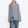 FW21 Gestreiftes Langarmhemd Dunkelblau 663034TIM368502