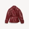 Gefalteter kurzer Trenchcoat für Damen in Burgunderrot Gefalteter kurzer Trenchcoat für Damen in Burgunderrot