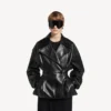 Gefalteter kurzer Trenchcoat für Damen in Schwarz Gefalteter kurzer Trenchcoat für Damen in Schwarz
