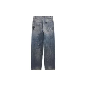 Gerade geschnittene Denim-Hose mit Doodle-Print „Blue“ 746986TOW664036 Gerade geschnittene Denim-Hose mit Doodle-Print „Blue“ 746986TOW664036
