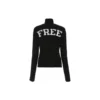 Gerippter bedruckter FREE-Rollkragenpullover „Schwarz“ 662722T32101070