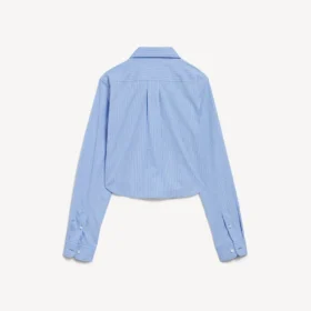 Gestreiftes, kurzes Damenhemd in Blau/Marineblau