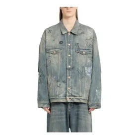 Graffiti-Denim-Jacke „Hellblau“ 721708TOW664036