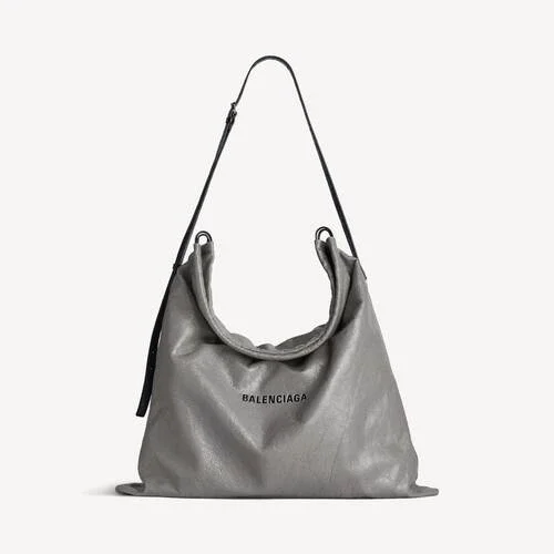 Große Shopper-Umhängetasche für Herren in Grau mit Staubbeutel Große Shopper-Umhängetasche für Herren in Grau mit Staubbeutel