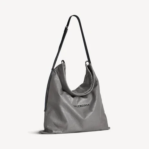 Große Shopper-Umhängetasche für Herren in Grau mit Staubbeutel Große Shopper-Umhängetasche für Herren in Grau mit Staubbeutel