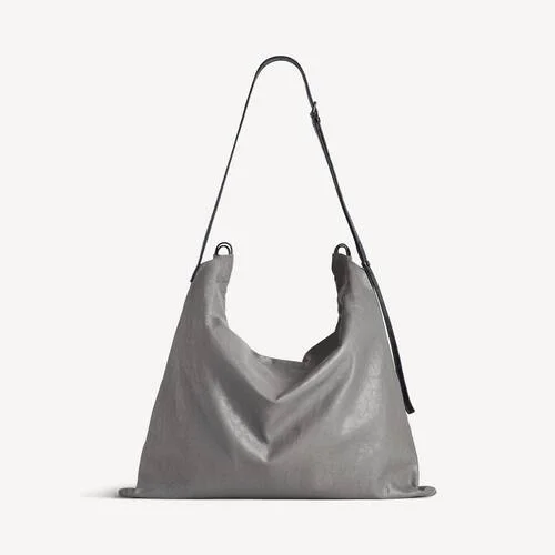 Große Shopper-Umhängetasche für Herren in Grau mit Staubbeutel Große Shopper-Umhängetasche für Herren in Grau mit Staubbeutel