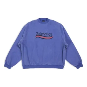 Handgezeichnetes Oversize-Sweatshirt im Stil einer Political Campaign „Blue“ 720428TNVE84119
