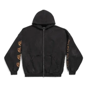 Heavy Metal Oversize-Hoodie mit Reißverschluss „Black Faded“ 744444TOVD91055