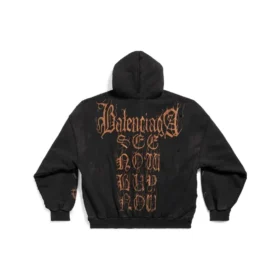 Heavy Metal Oversize-Hoodie mit Reißverschluss „Black Faded“ 744444TOVD91055