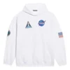 Herren Balenciaga x NASA FW21 Crossover-Logo Baumwolle Klassischer Kapuzenpullover, locker geschnitten, langärmelig, weiß 651799TKVD89040