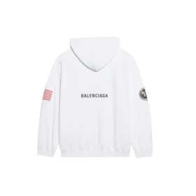 Herren Balenciaga x NASA FW21 Crossover-Logo Baumwolle Klassischer Kapuzenpullover, locker geschnitten, langärmelig, weiß 651799TKVD89040