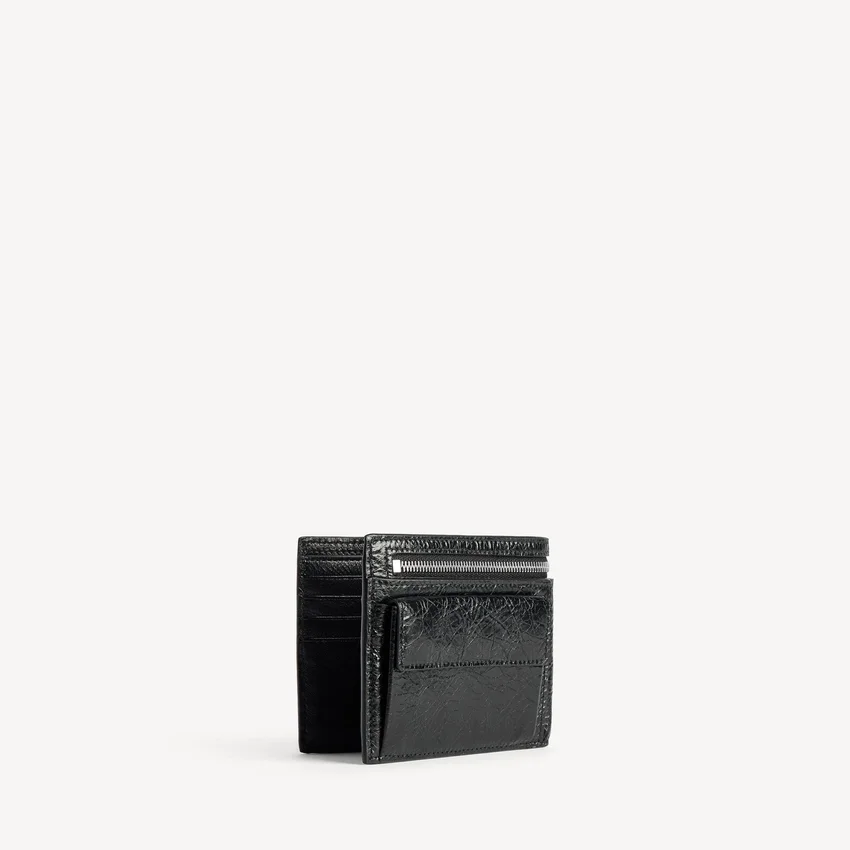 Herren-Brieftasche „Superbusy“ im quadratischen Faltformat in Schwarz Herren-Brieftasche „Superbusy“ im quadratischen Faltformat in Schwarz