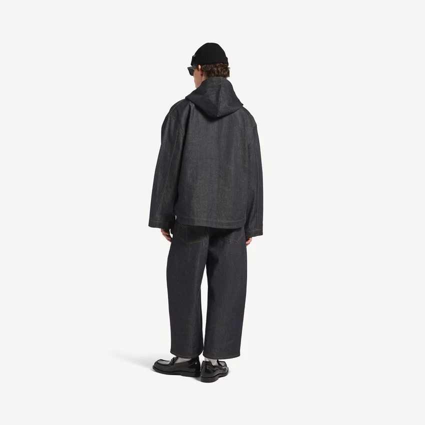 Herren-Denim-Jacke mit Kapuze in Raw Indigo Herren-Denim-Jacke mit Kapuze in Raw Indigo