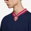 Herren-Fußball-Langarm-T-Shirt mit V-Ausschnitt in Dunkelblau/Rot Herren-Fußball-Langarm-T-Shirt mit V-Ausschnitt in Dunkelblau/Rot