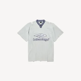 Herren-Fußball-T-Shirt 3b mit V-Ausschnitt, Oversize, in Grau/Weiß Herren-Fußball-T-Shirt 3b mit V-Ausschnitt, Oversize, in Grau/Weiß