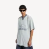 Herren-Fußball-T-Shirt 3b mit V-Ausschnitt, Oversize, in Grau/Weiß