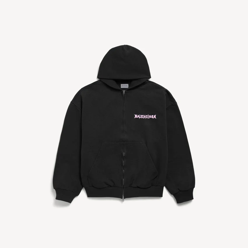 Herren-Hoodie „DIY Balenciaga Back“ mit Reißverschluss und normaler Passform in Schwarz Herren-Hoodie „DIY Balenciaga Back“ mit Reißverschluss und normaler Passform in Schwarz