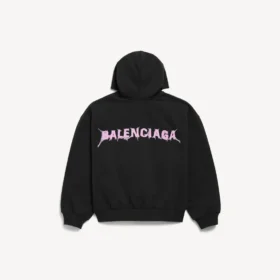 Herren-Hoodie „DIY Balenciaga Back“ mit Reißverschluss und normaler Passform in Schwarz