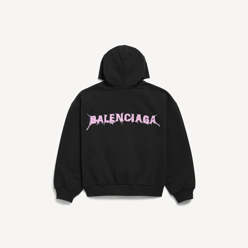 Herren-Hoodie „DIY Balenciaga Back“ mit Reißverschluss und normaler Passform in Schwarz Herren-Hoodie „DIY Balenciaga Back“ mit Reißverschluss und normaler Passform in Schwarz