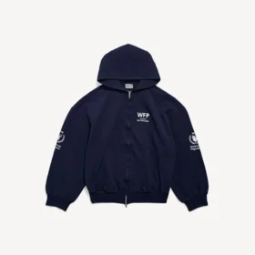 Herren-Hoodie „WFP“ mit Reißverschluss in Regular-Passform, Farbe: Marineblau