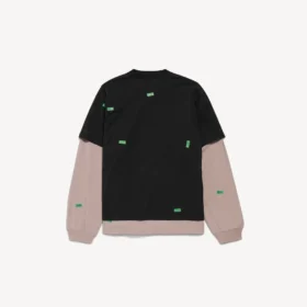 Herren-Hybrid-Doppel-T-Shirt „520 Stickers“ in Schwarz/Grün Herren-Hybrid-Doppel-T-Shirt „520 Stickers“ in Schwarz/Grün