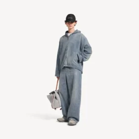 Herren-Jeans im Baggy-Schnitt mit Denim-Stitch-Motiv in Dunkelblau