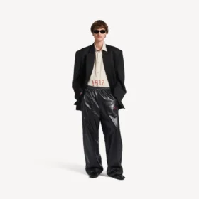 Herren-Jogginghose in Schwarz/Burgunderrot