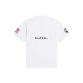 Herren-Pullover Balenciaga x NASA Crossover FW21, locker sitzend, Rundhalsausschnitt, kurze Ärmel, weiß 651795TKVD79040 Herren-Pullover Balenciaga x NASA Crossover FW21, locker sitzend, Rundhalsausschnitt, kurze Ärmel, weiß 651795TKVD79040