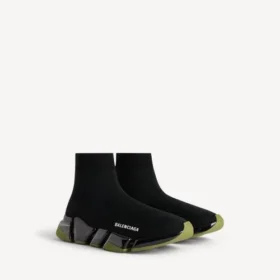 Herren-Sneaker „Speed 2.0“ mit vollständig transparenter Sohle aus recyceltem Strick in Schwarz/Khaki