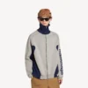 Herren-Strickjacke mit Reißverschluss von „Bodies“ in Grau/Marineblau Herren-Strickjacke mit Reißverschluss von „Bodies“ in Grau/Marineblau