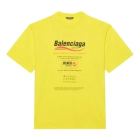 Herren-Sweatshirt von Balenciaga, chemisch zu reinigen, kastenförmiger Schnitt, Logo-Aufdruck, locker sitzend, kurzärmelig, gelb 651795TKVF87175 Herren-Sweatshirt von Balenciaga, chemisch zu reinigen, kastenförmiger Schnitt, Logo-Aufdruck, locker sitzend, kurzärmelig, gelb 651795TKVF87175