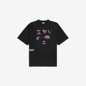 Herren-T-Shirt „i<3 u“ in schwarzer Medium-Passform