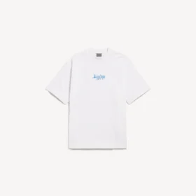 Herren-T-Shirt in weißer Farbe mit skizzenhaftem Aufdruck und mittlerer Passform