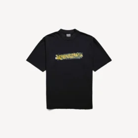 Herren-T-Shirt „Messy Spray“ in mittlerer Passform  in Schwarz