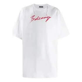Herren-T-Shirt von Balenciaga mit Logo-Aufdruck, kurzärmelig, weiß, 583214TFV639783