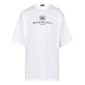 Herren-T-Shirt von Balenciaga mit Logo-Print, Rundhalsausschnitt und kurzen Ärmeln, weiß 556150TYK239000