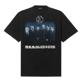Herren-T-Shirt von Balenciaga mit Rammstein-Deutschland-Band-Motiv, kurzärmelig, schwarz 651795TLV511000