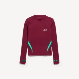 Herren-Techwear-Langarmshirt in Burgunderrot/Aqua