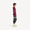Herren-Techwear-Langarmshirt in Burgunderrot/Aqua