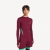 Herren-Techwear-Langarmshirt in Burgunderrot/Aqua
